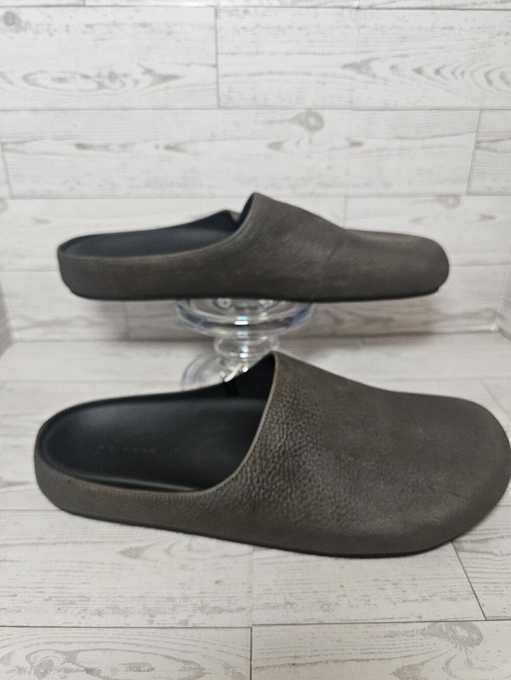 Zara Men's Leather Clogs in Green / Olive Brown Size 9 Us / 42 Eur - Picture 6 of 11